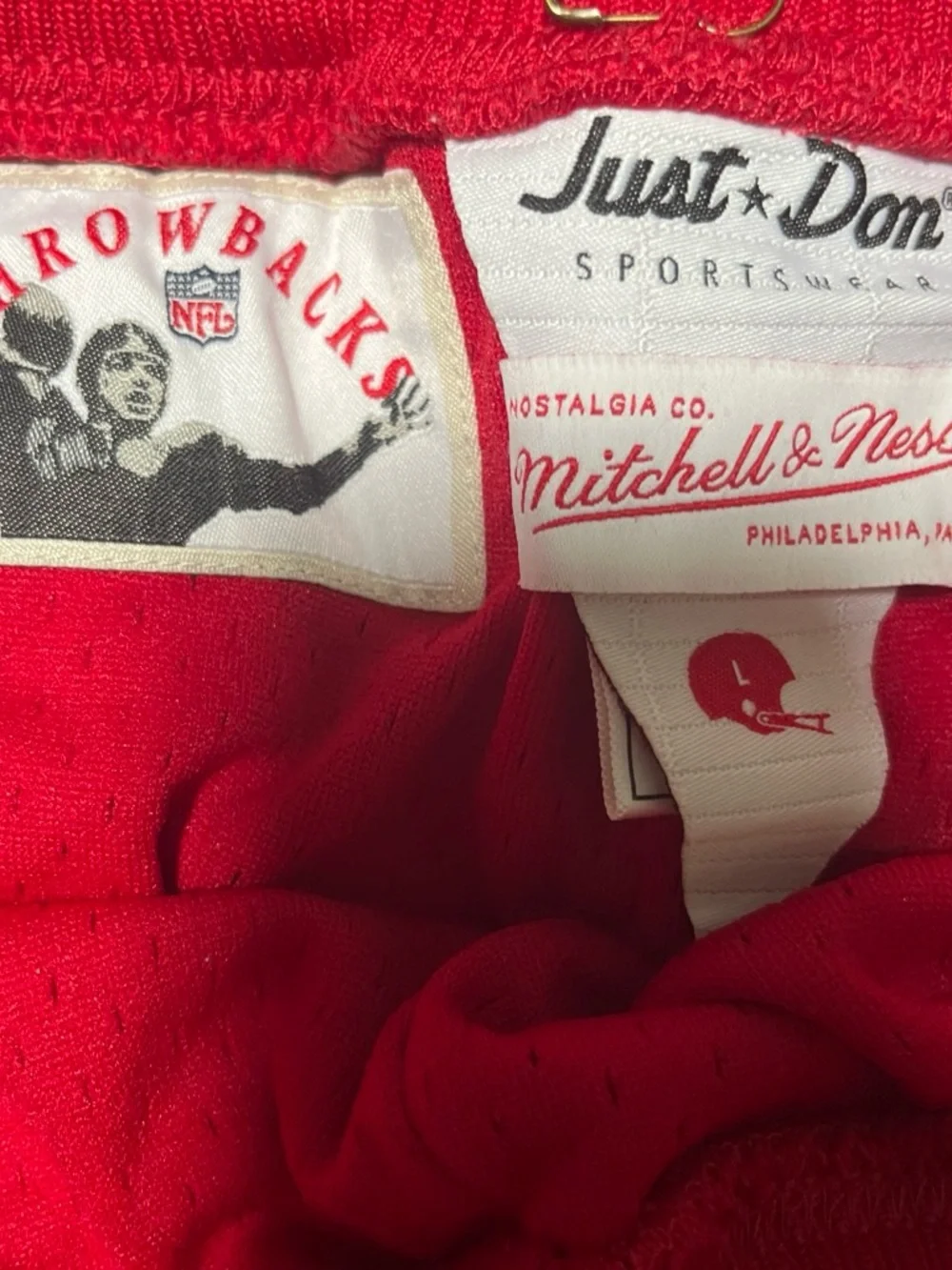 Just Don Red Athletic Shorts with Gold '49ERS' Applique Vintage
